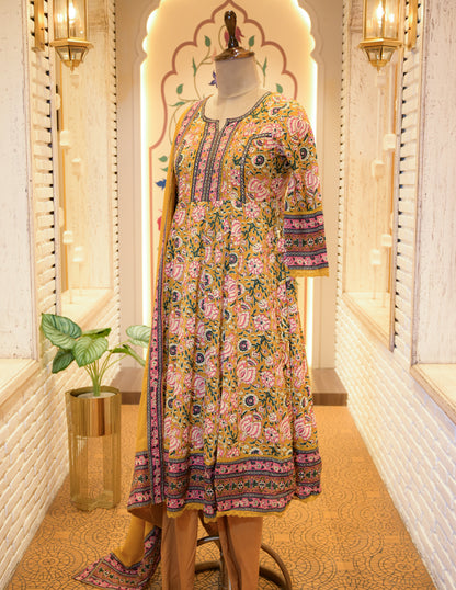 Rangoli Mustard Stitched Suit Set