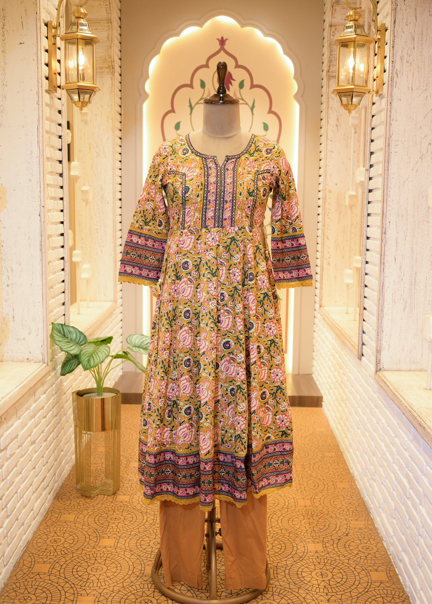 Rangoli Mustard Stitched Suit Set