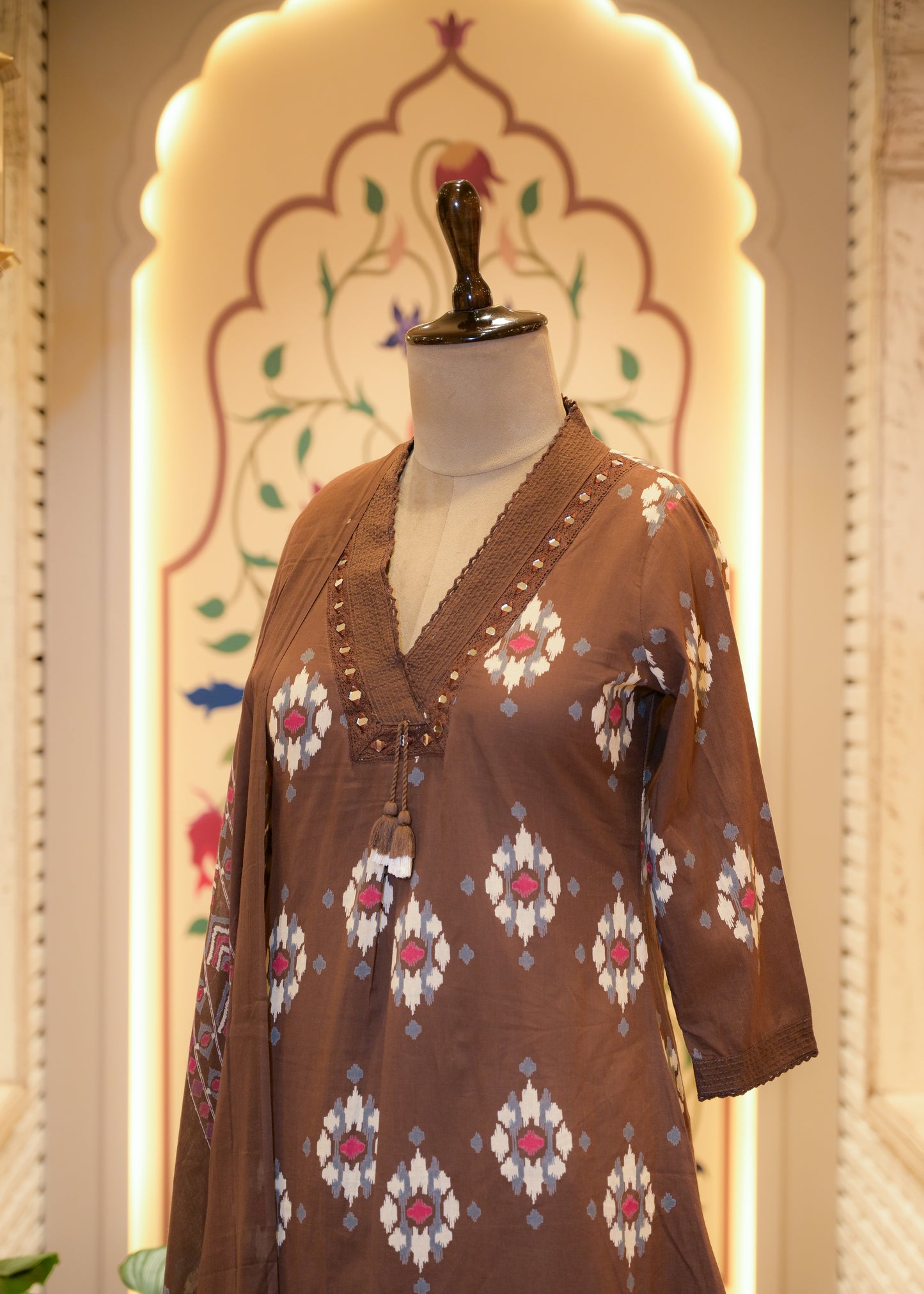 Kargha Brown A-line  Stitched Suit Set