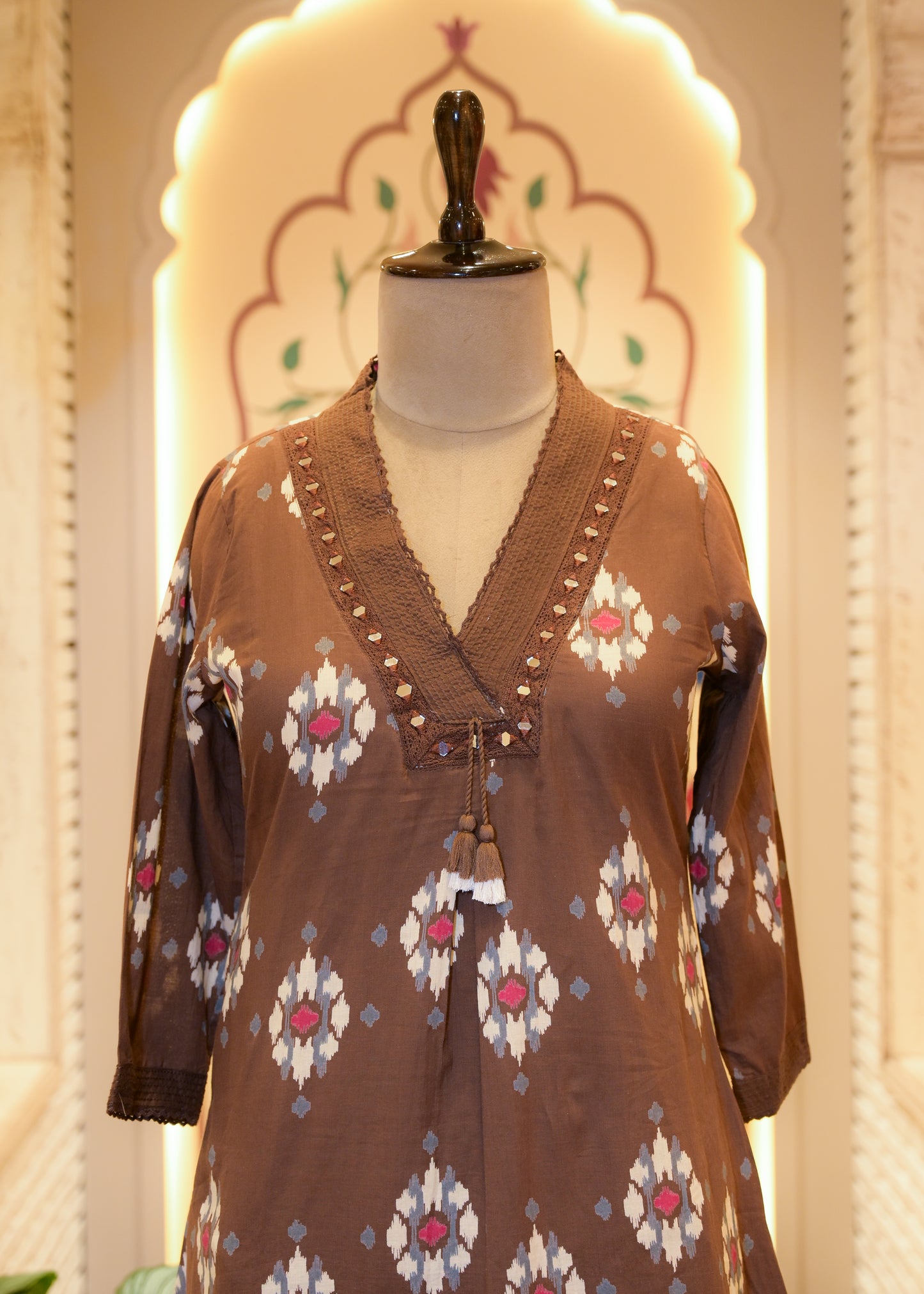 Kargha Brown A-line  Stitched Suit Set