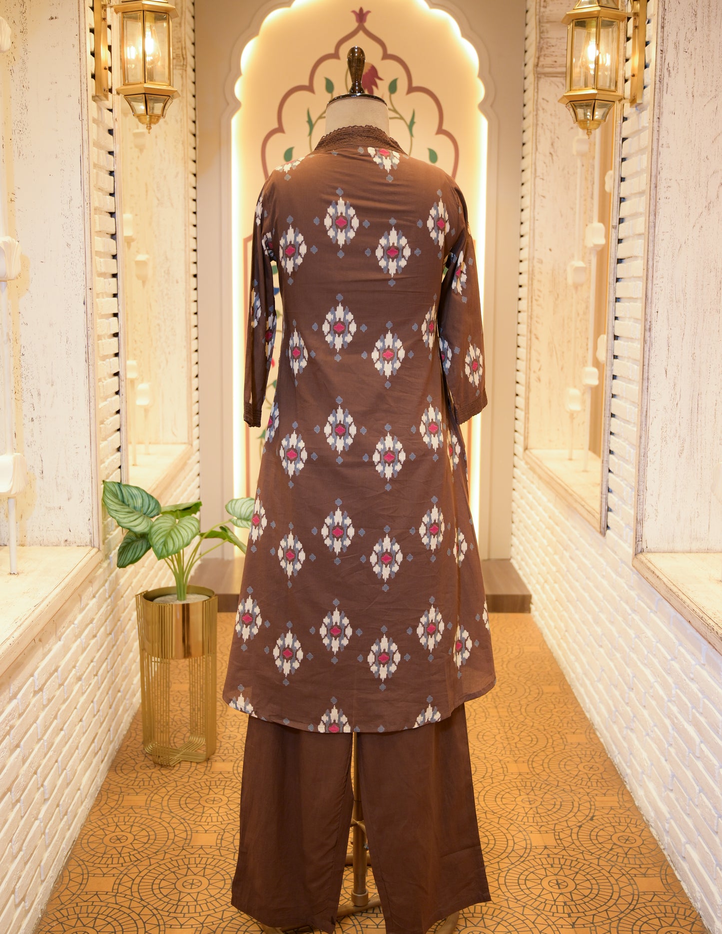 Kargha Brown A-line  Stitched Suit Set