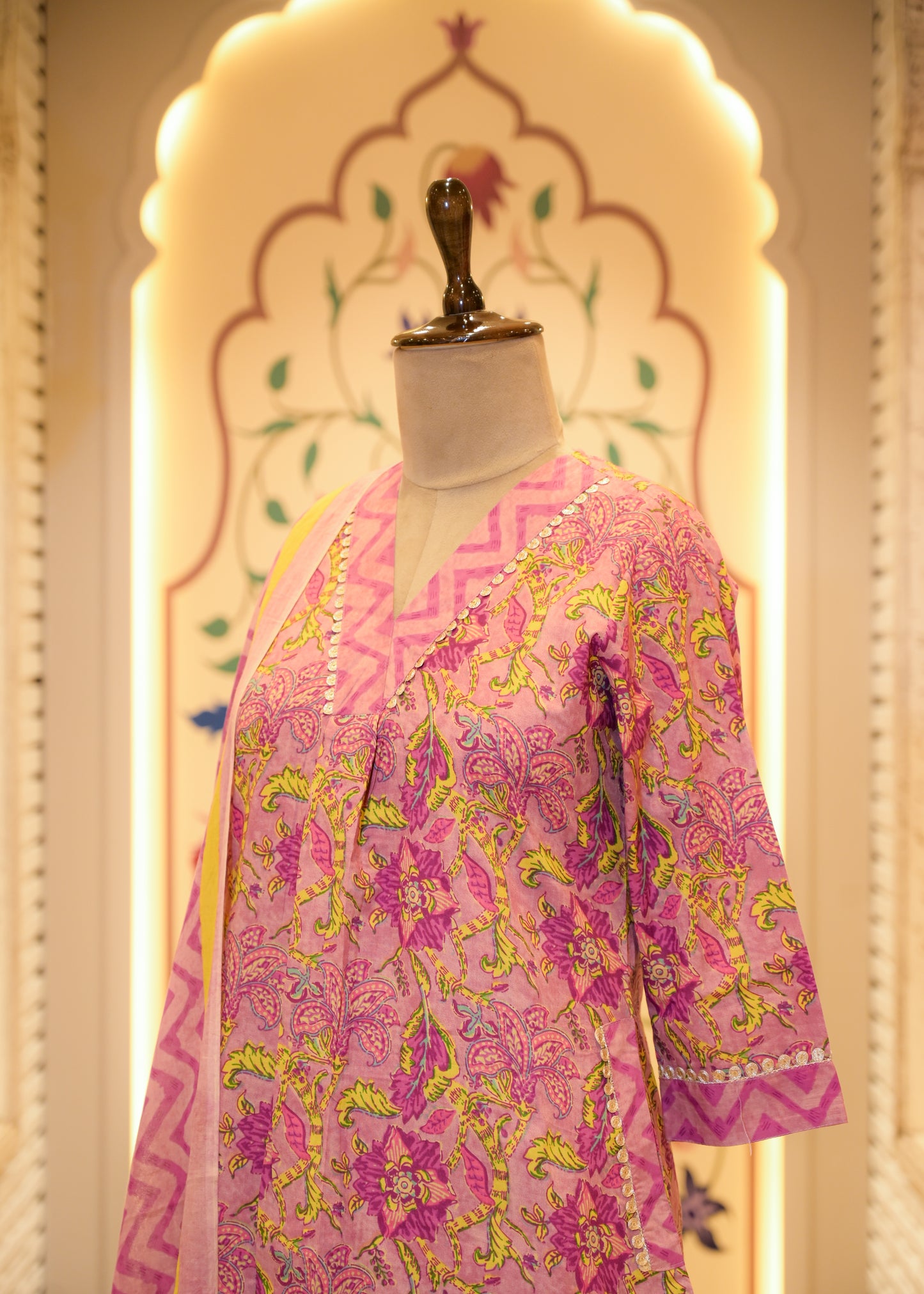 Pallavi Purple & Yellow Stitched Suit Set