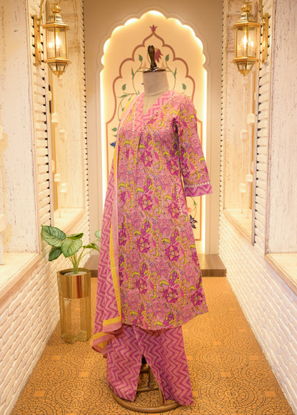 Pallavi Purple & Yellow Stitched Suit Set