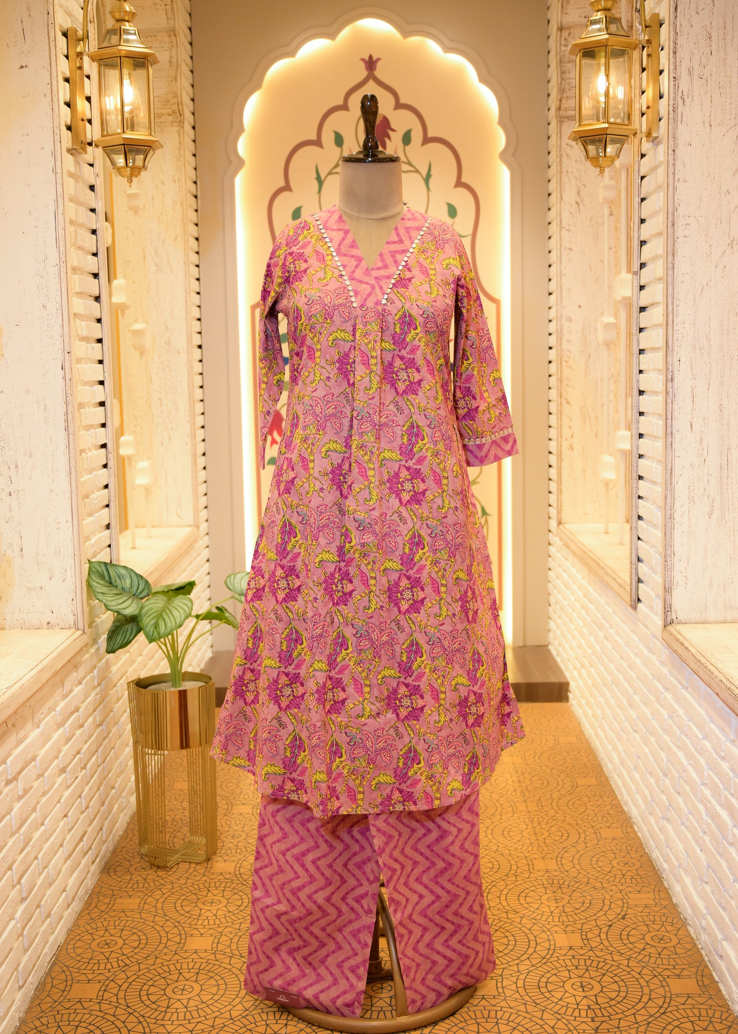 Pallavi Purple & Yellow Stitched Suit Set