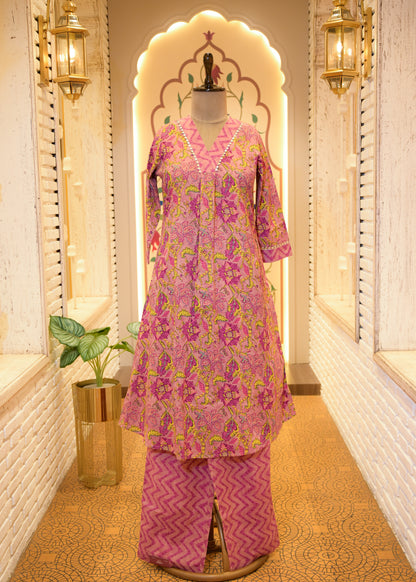 Pallavi Purple & Yellow Stitched Suit Set