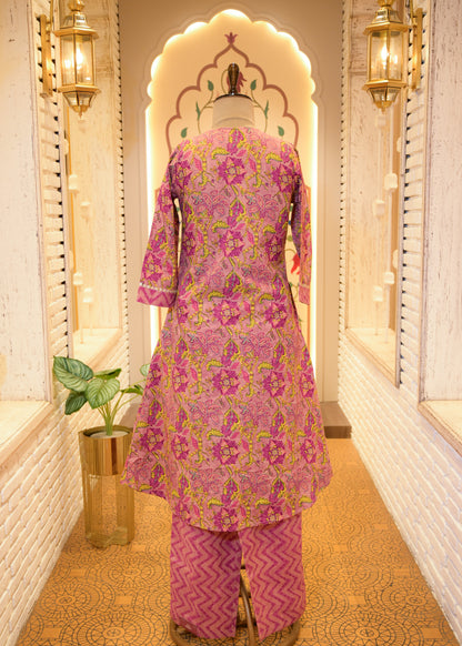 Pallavi Purple & Yellow Stitched Suit Set