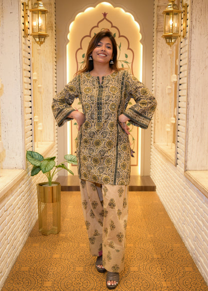 Noor Green Farsi Salwar Stitched Suit Set