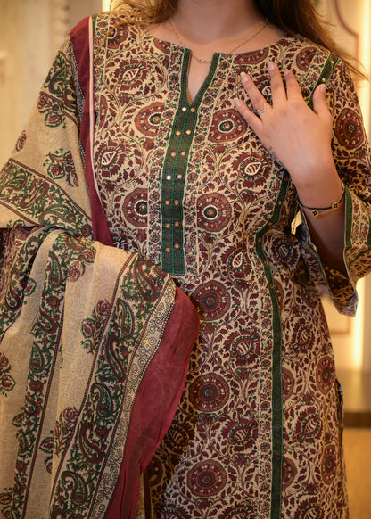 Noor Red Farsi Salwar Stitched Suit Set