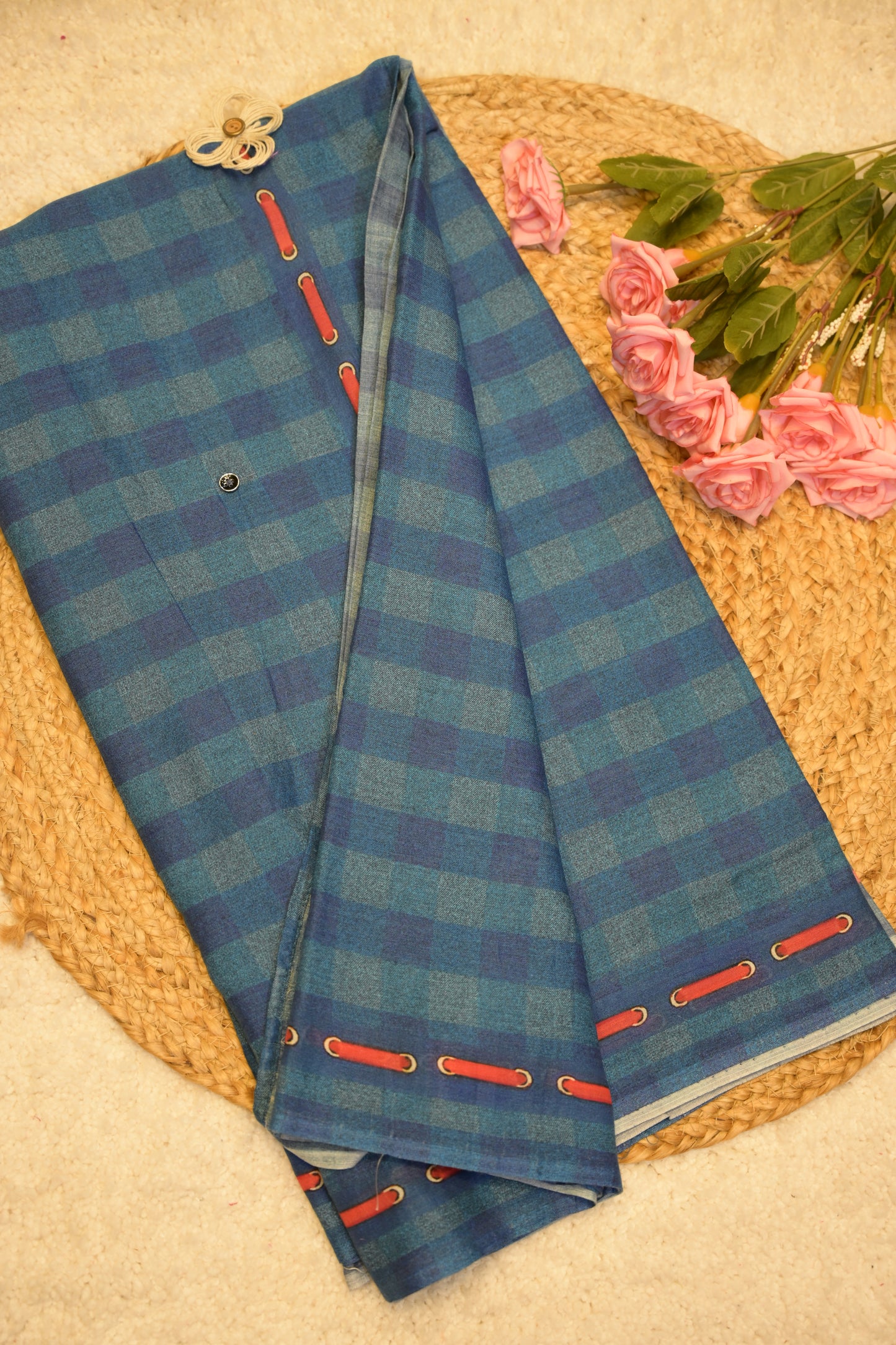 Neelkamal Navy Blue Cotton Saree with Unstitched Blouse