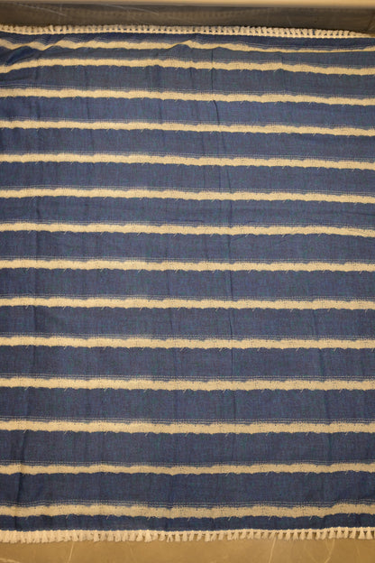 Utsa Navy Blue Cotton Saree with Unstitched Blouse