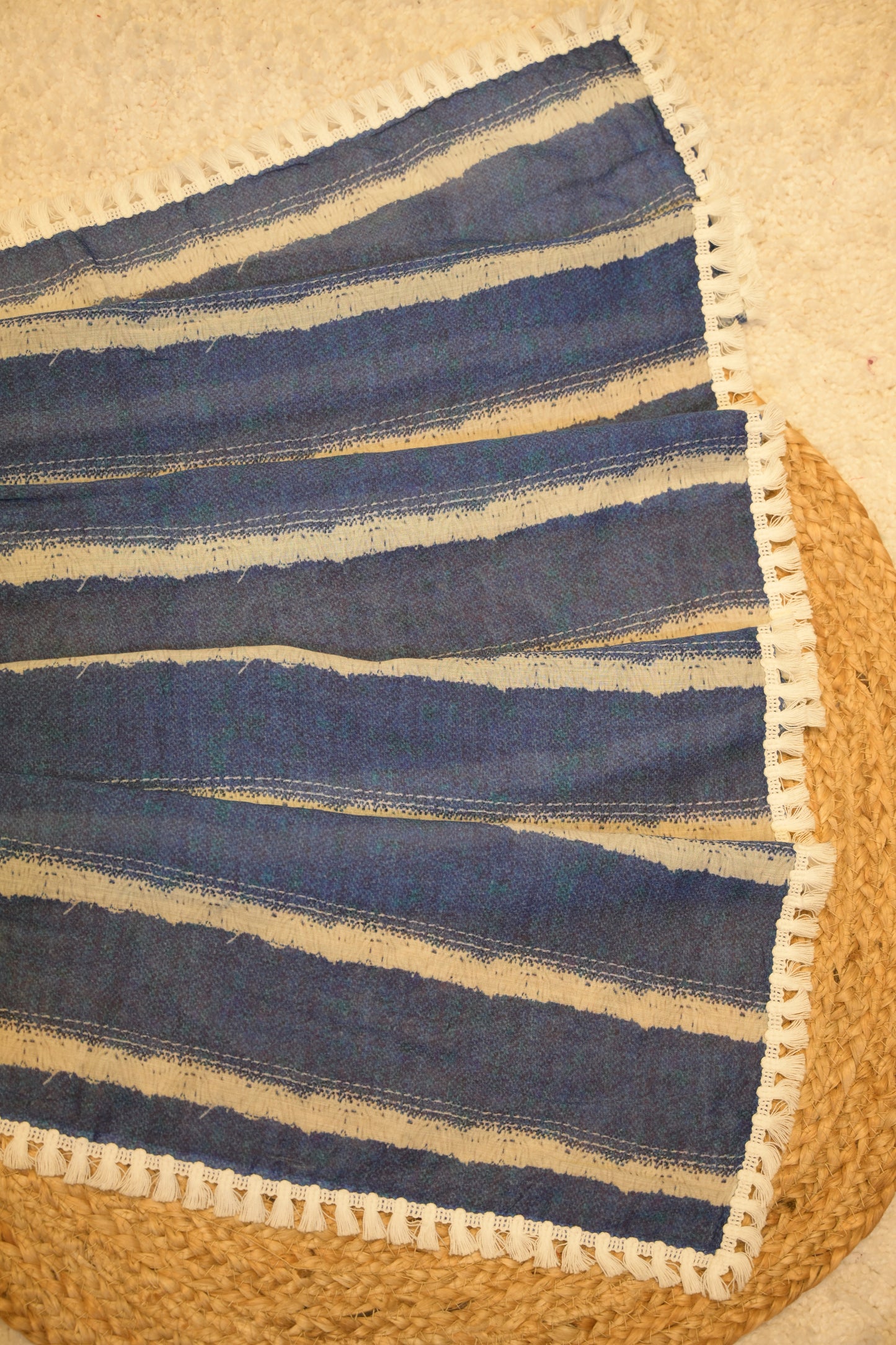 Utsa Navy Blue Cotton Saree with Unstitched Blouse