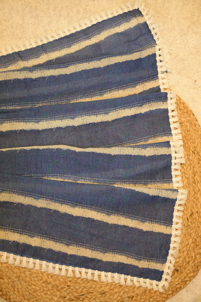 Utsa Navy Blue Cotton Saree with Unstitched Blouse