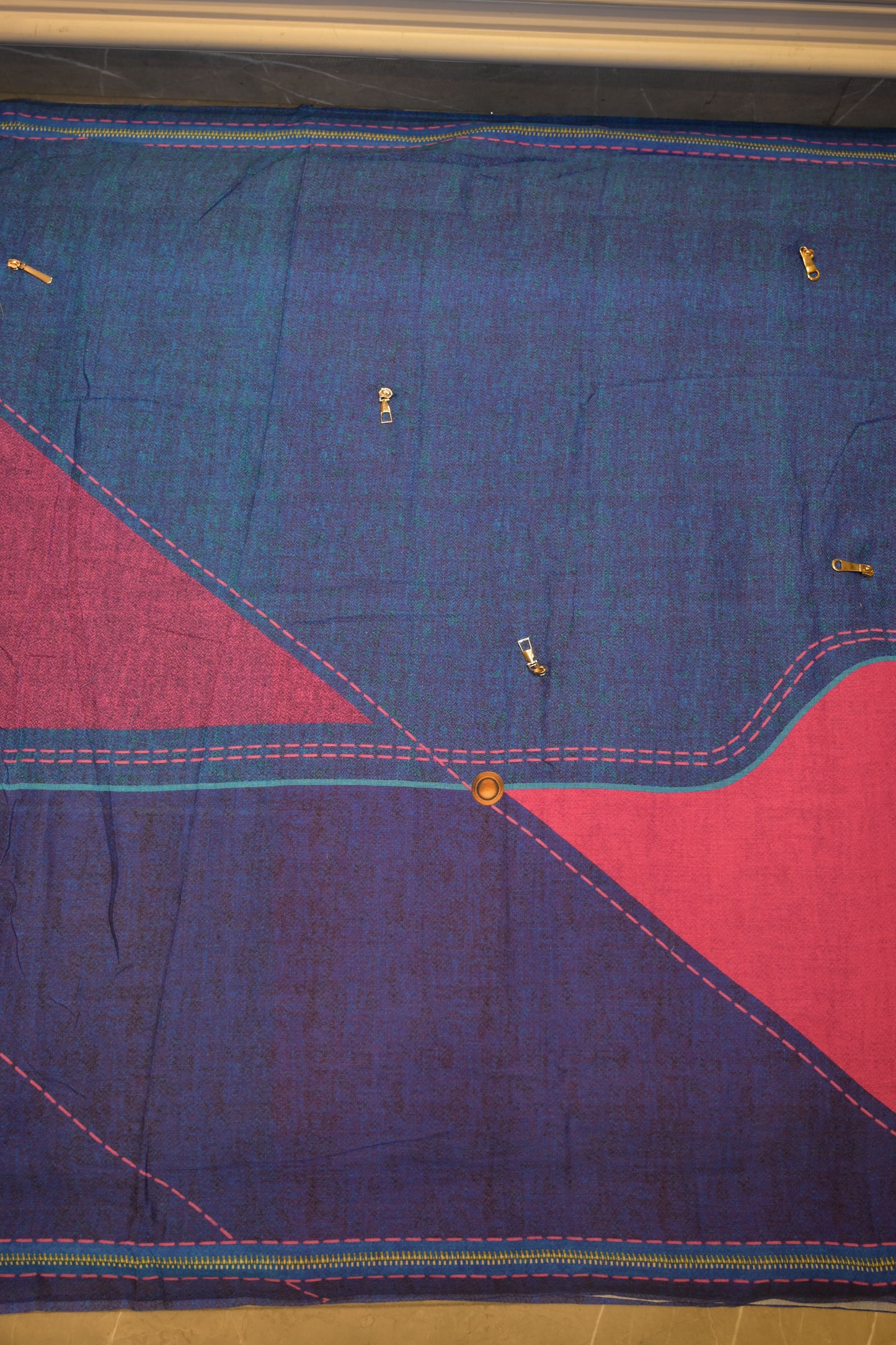 Yami Navy Blue Cotton Saree with Unstitched Blouse