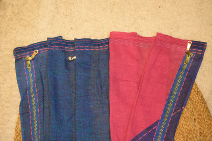 Yami Navy Blue Cotton Saree with Unstitched Blouse