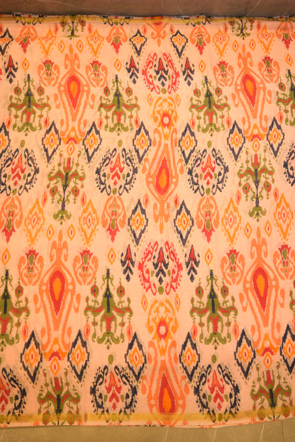 Pulki Orange Cotton Saree with Unstitched Blouse