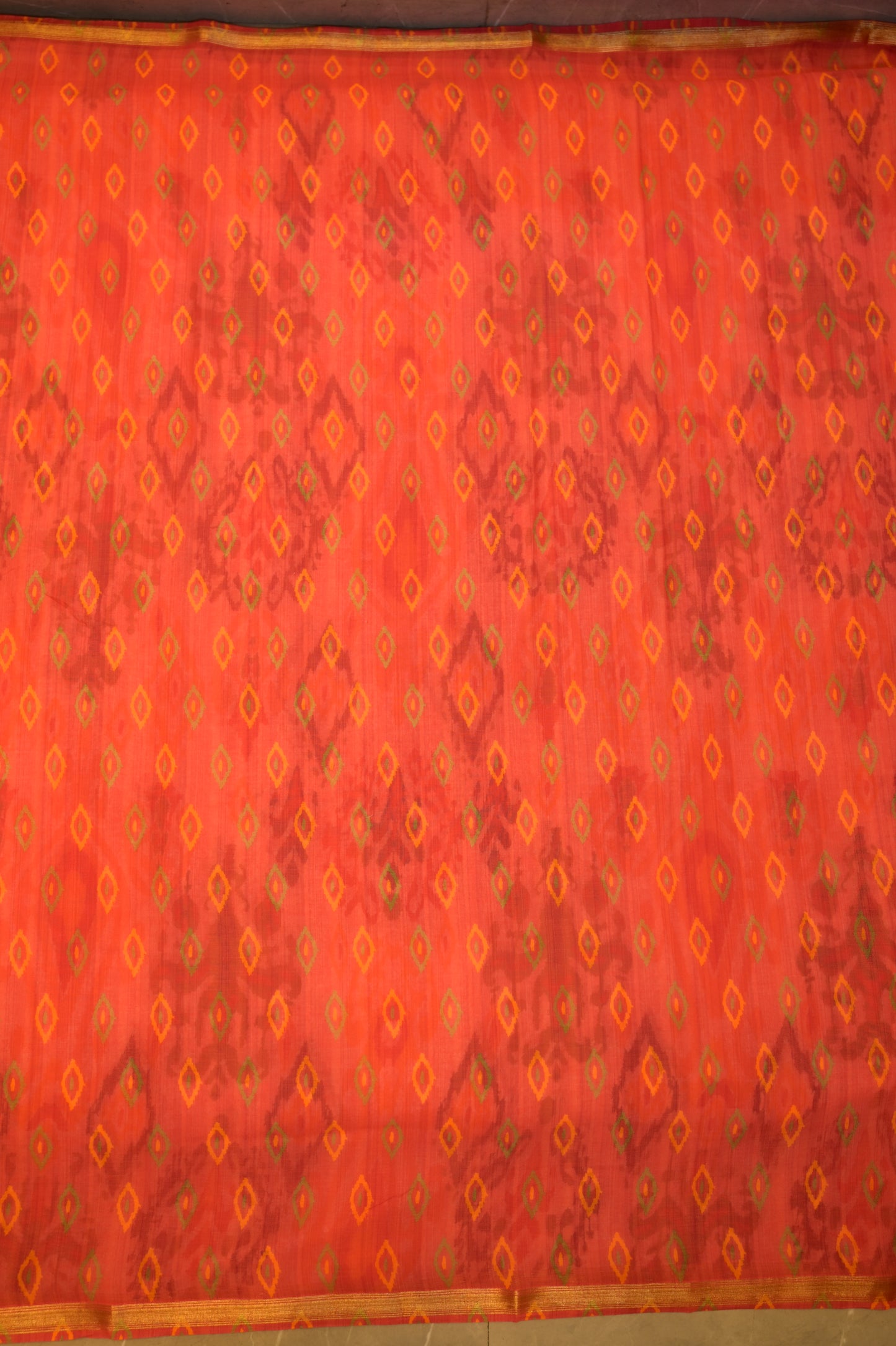 Pulki Orange Cotton Saree with Unstitched Blouse