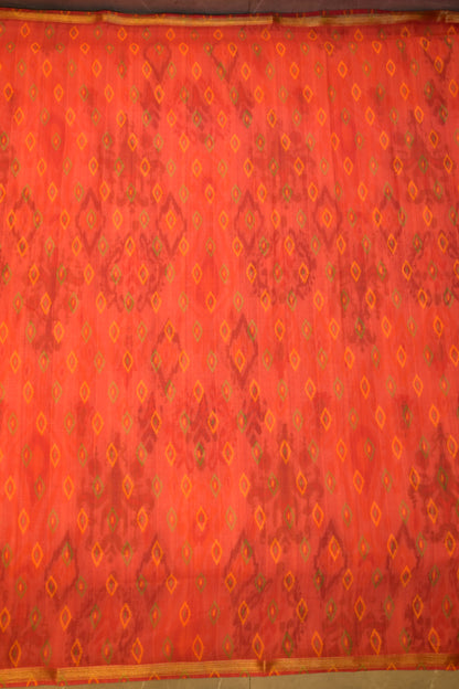 Pulki Orange Cotton Saree with Unstitched Blouse