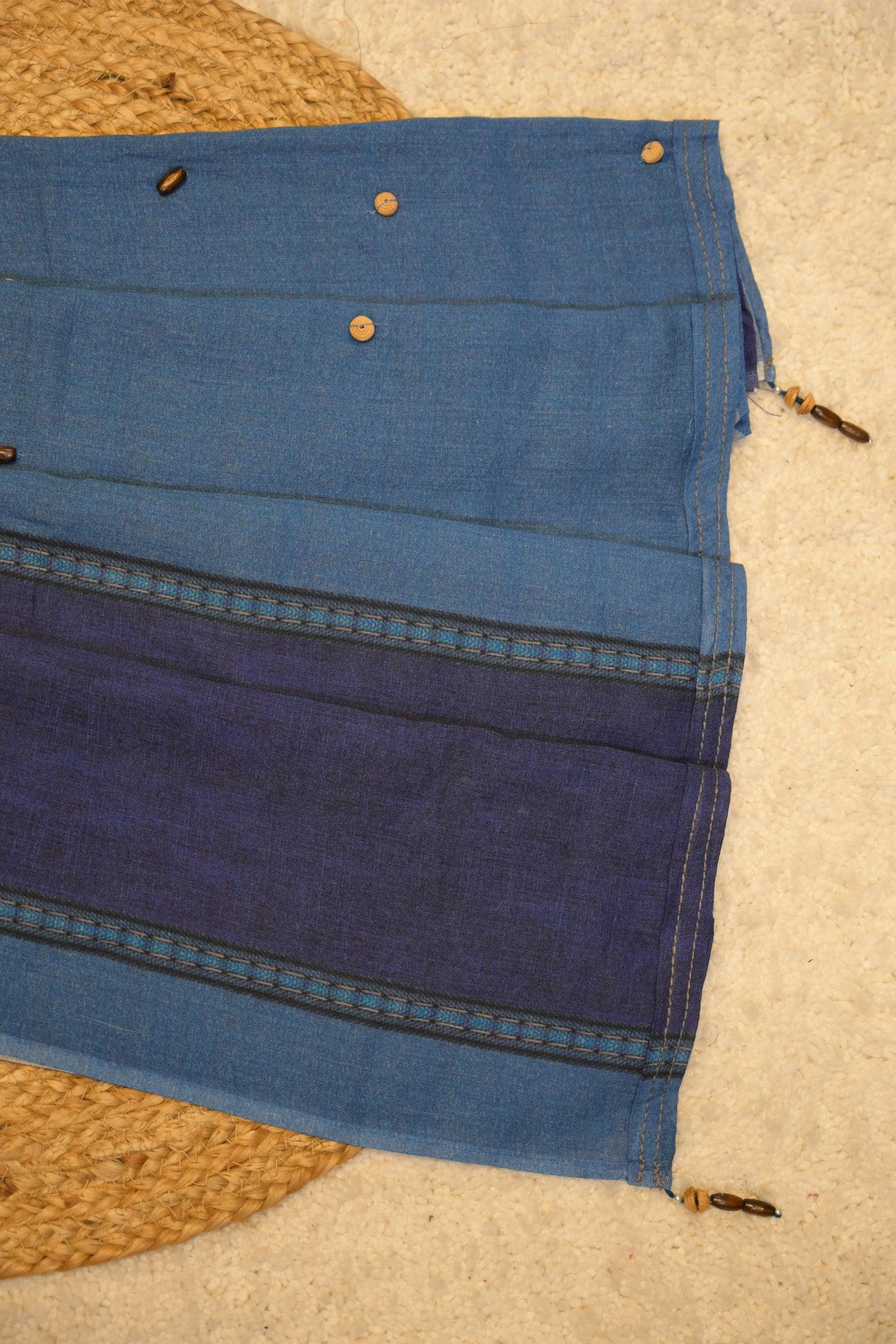 Zeeya Navy Blue Cotton Saree with Unstitched Blouse