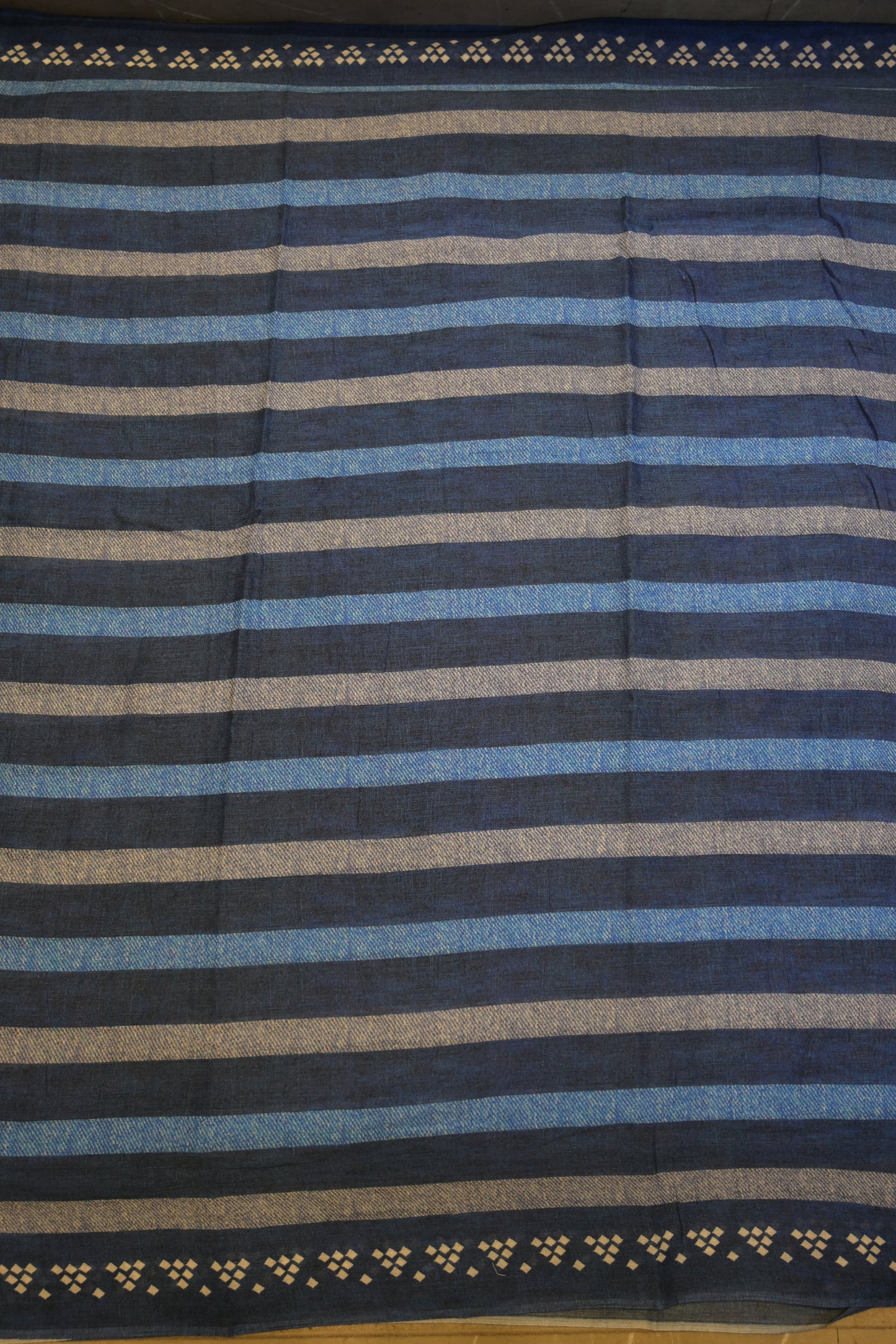 Aditee Navy Blue Cotton Saree with Unstitched Blouse
