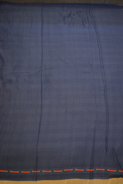 Neelkamal Navy Blue Cotton Saree with Unstitched Blouse