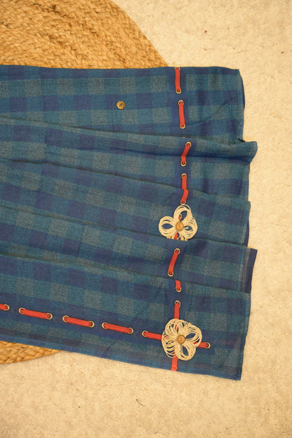 Neelkamal Navy Blue Cotton Saree with Unstitched Blouse