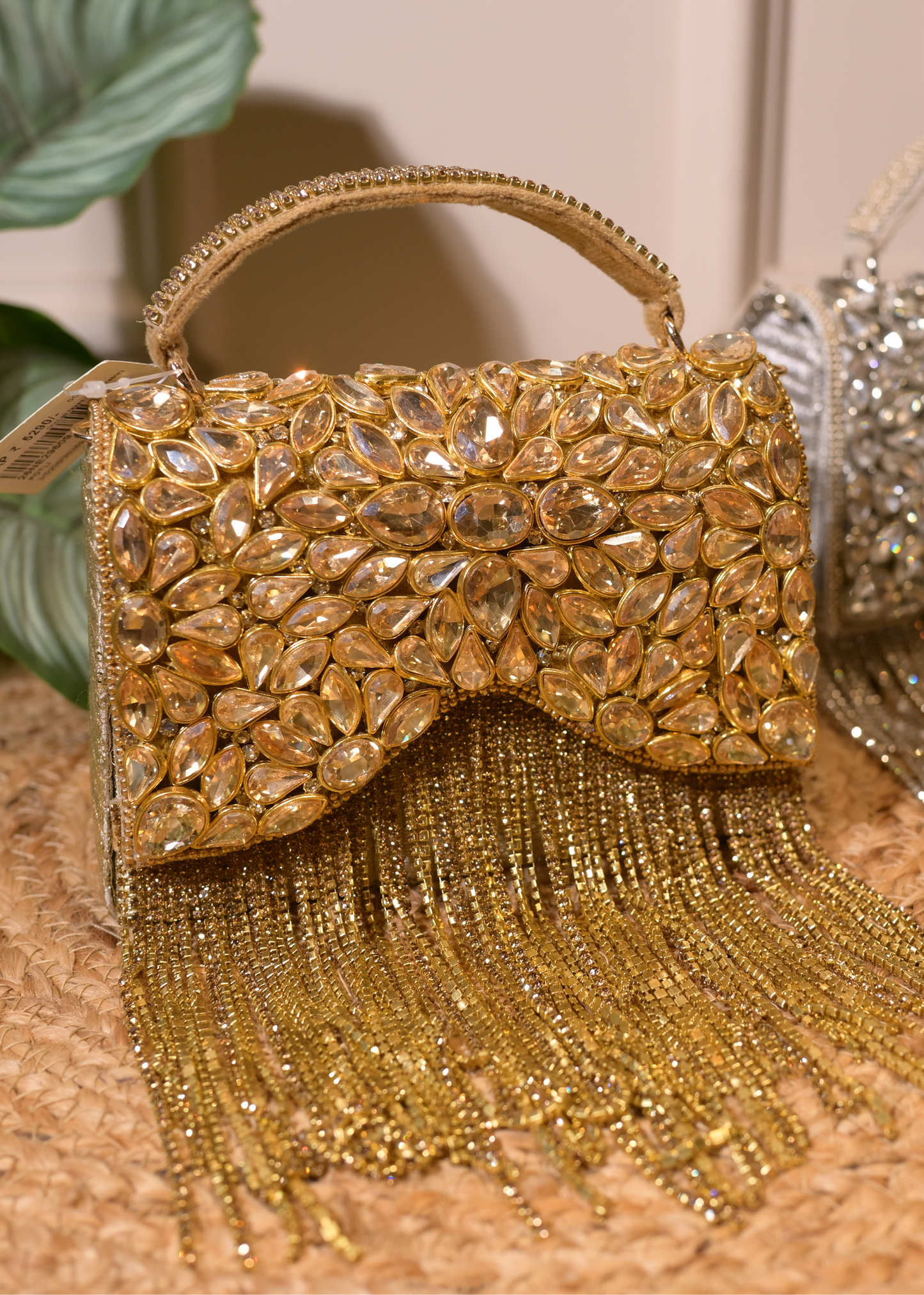 Silver Boxy Stud & Tassel Bag with Handle