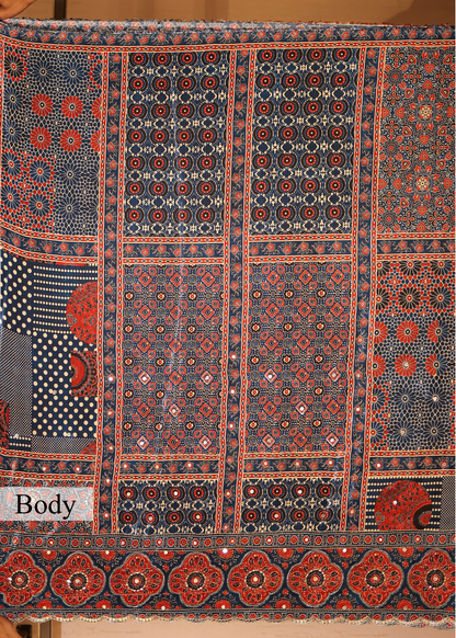 Hasna Mirror Ajrak Printed Saree