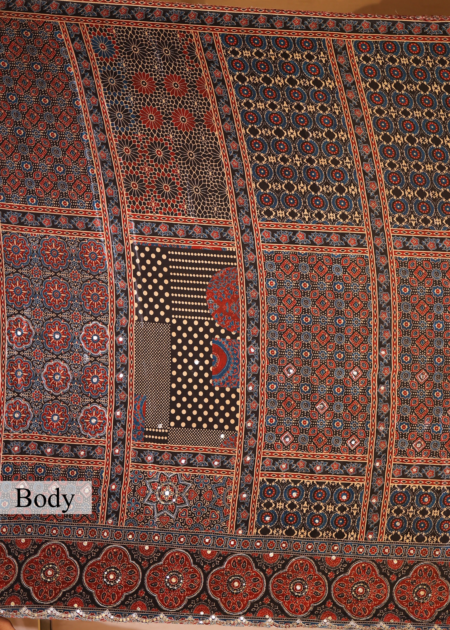 Zeenat Mirror Ajrak Printed Saree
