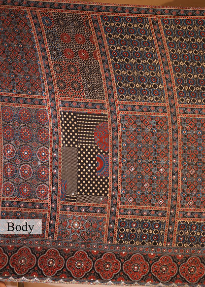 Zeenat Mirror Ajrak Printed Saree