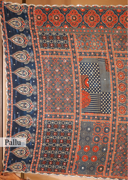 Hasna Mirror Ajrak Printed Saree