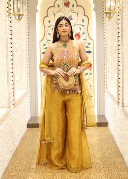 Noori Yellow Short Kurti Sharara Set with Dupatta