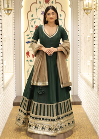 Kashish Green Anarkali with Tissue Dupatta