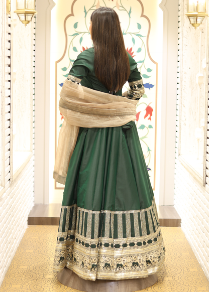 Kashish Green Anarkali with Tissue Dupatta