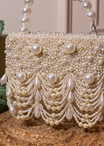 Ivory Pearl Boxy Tassel Bag
