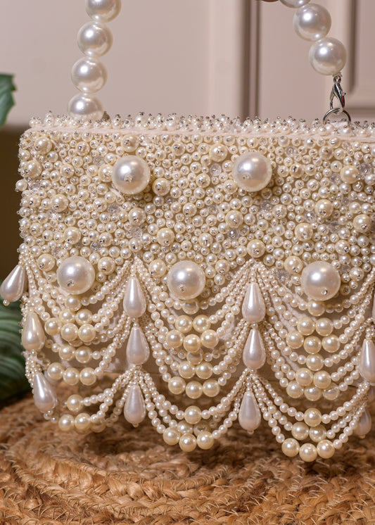 Ivory Pearl Boxy Tassel Bag