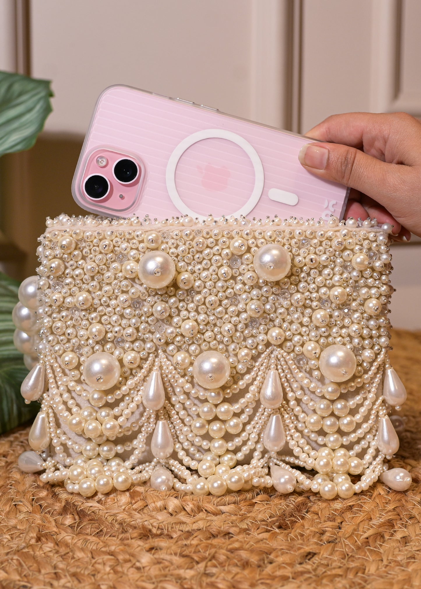 Ivory Pearl Boxy Tassel Bag