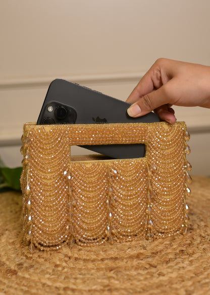 Golden Boxy Hand Clucth