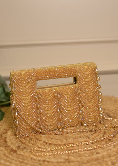 Golden Boxy Hand Clucth