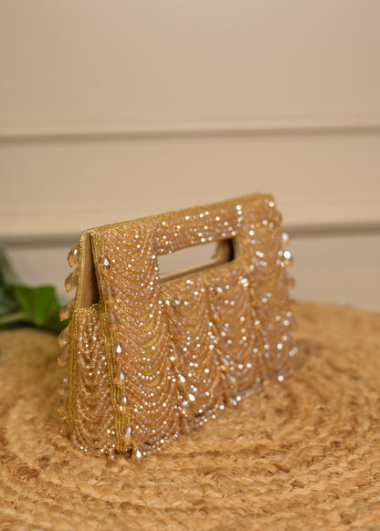 Golden Boxy Hand Clucth