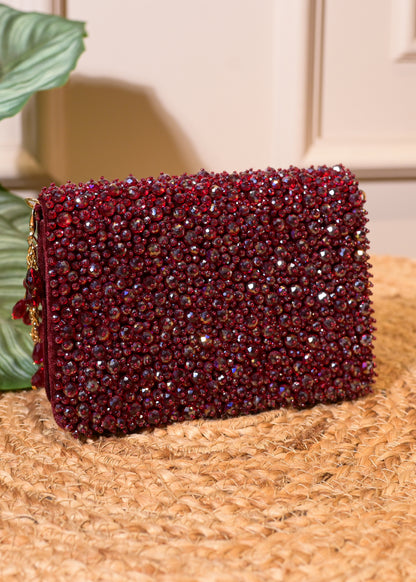 Burgundy Stud Rectangular Bag