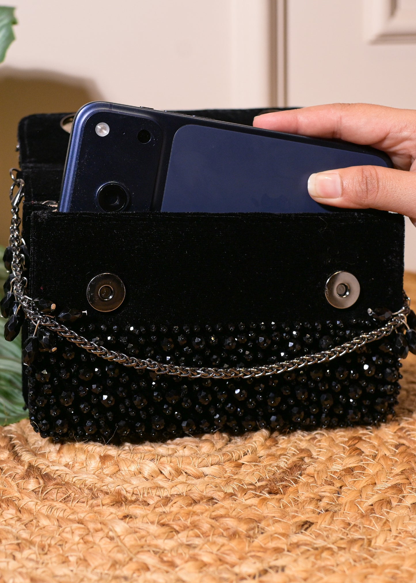 Black Stud Rectangular Bag