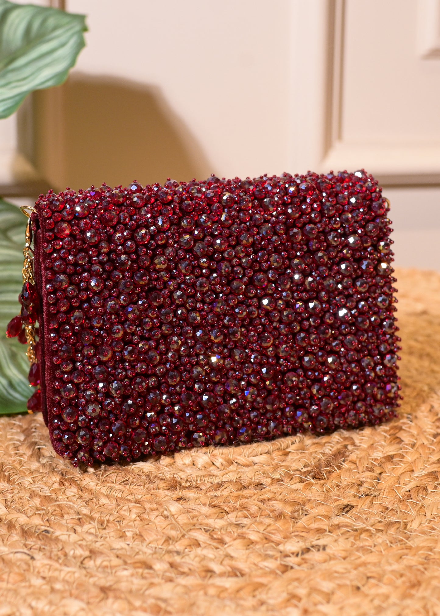 Burgundy Stud Rectangular Bag