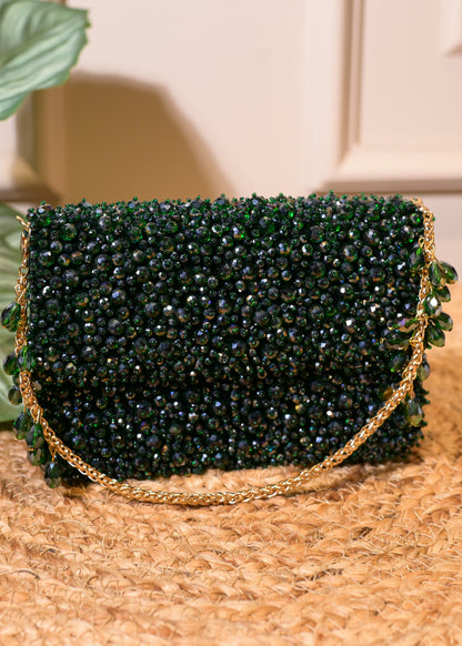 Emerald Green Stud Rectangular Bag