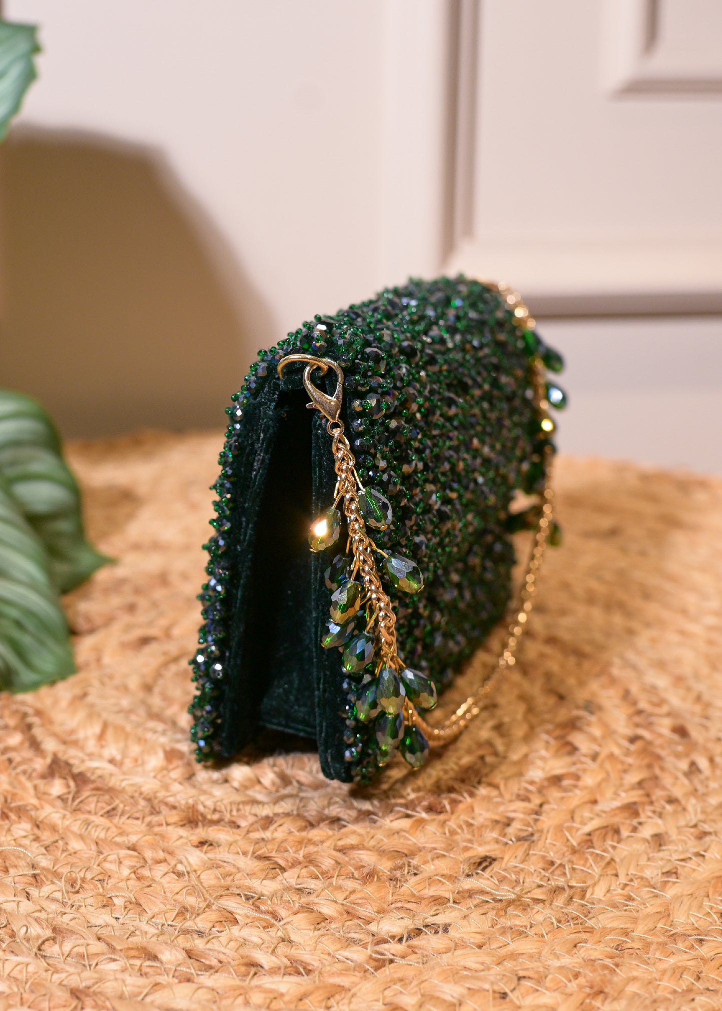 Emerald Green Stud Rectangular Bag