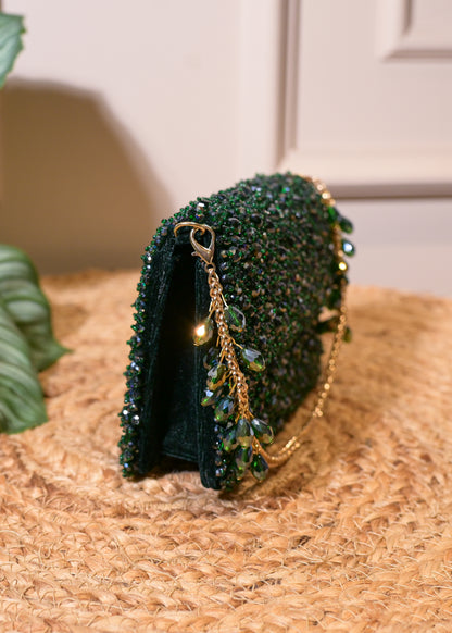 Emerald Green Stud Rectangular Bag