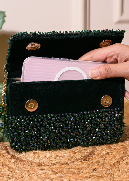 Emerald Green Stud Rectangular Bag