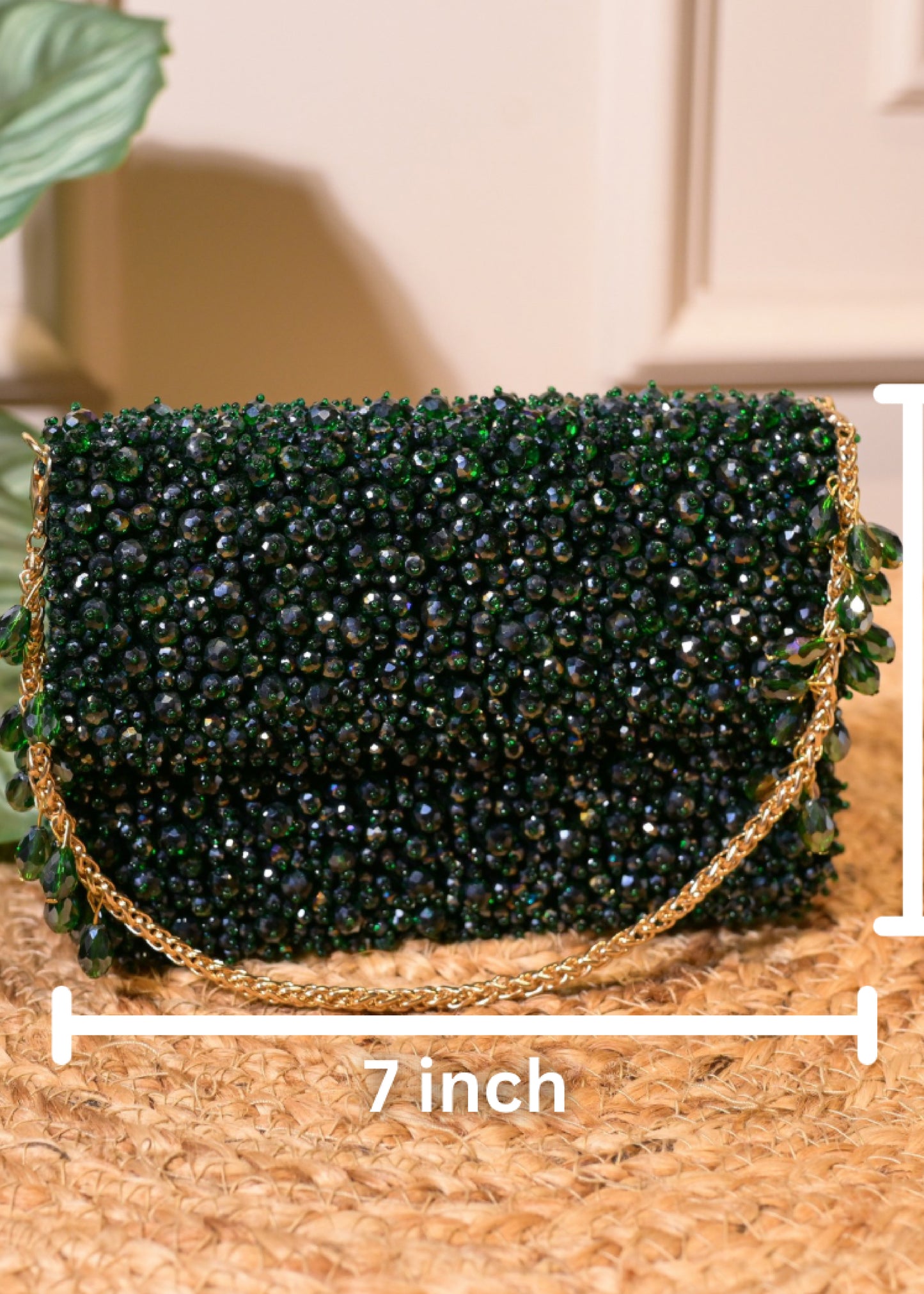 Emerald Green Stud Rectangular Bag