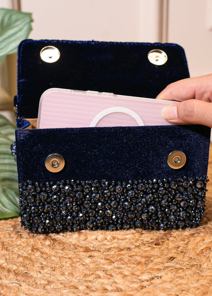 Navy Stud Rectangular Bag