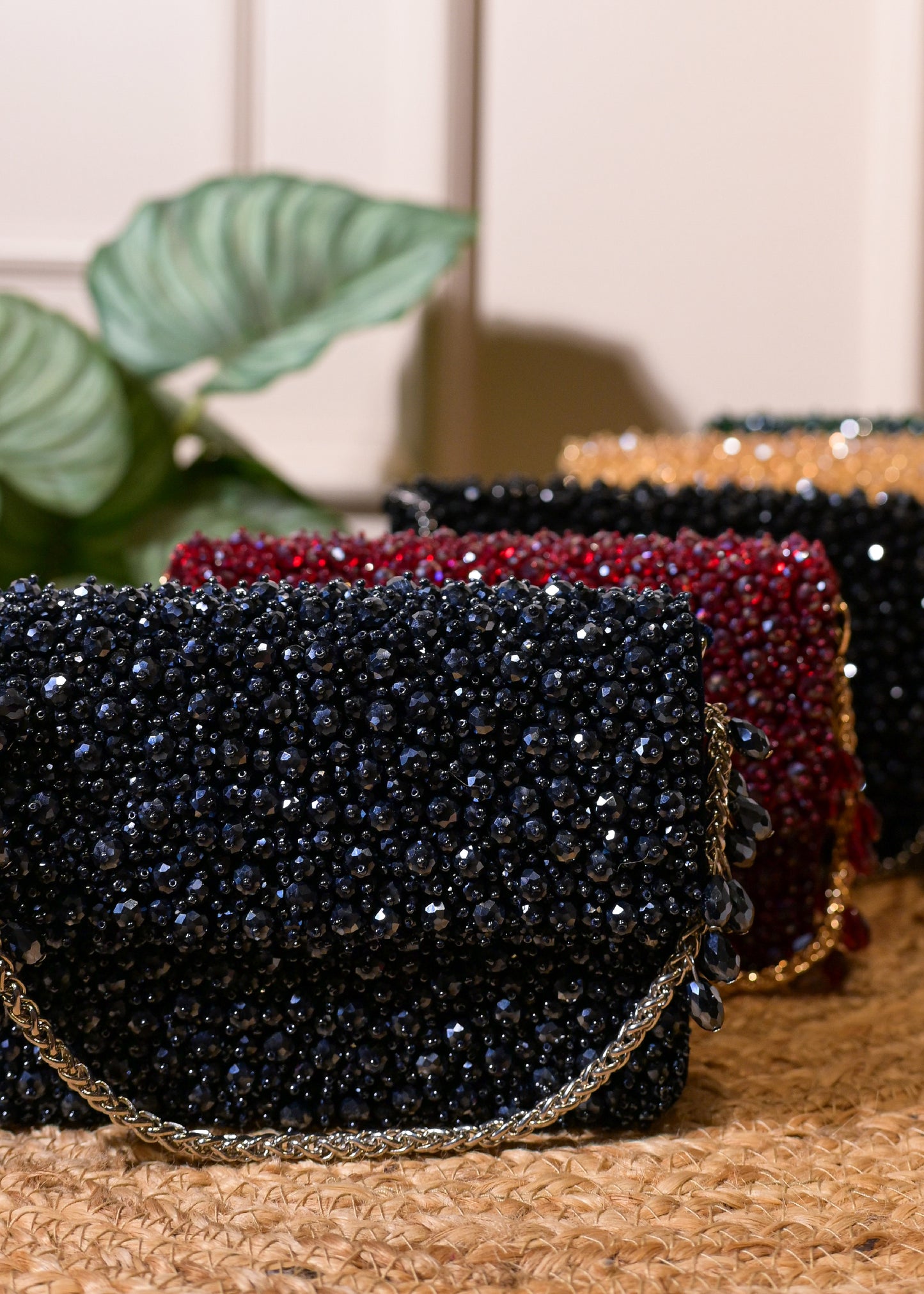 Burgundy Stud Rectangular Bag