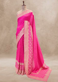Rani Booti Embroidered Dola Silk Saree with Unstitched Blouse
